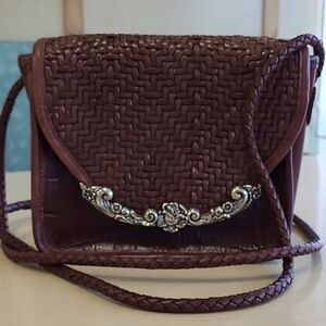 Leather shoulder bag Woven Croc